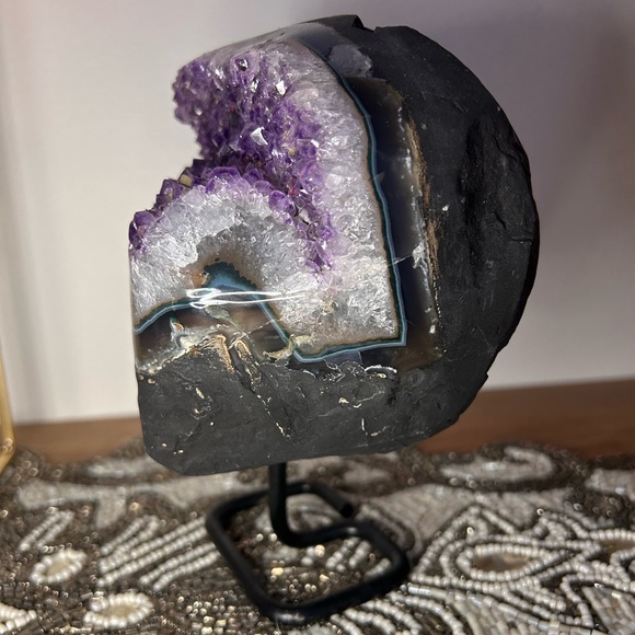 Amethyst Crystal Geode on Stand - Picture 2 of 8